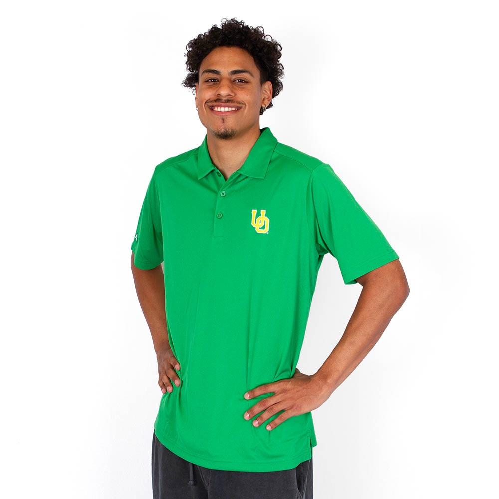 Interlocking UO, Antigua, Green, Polo, Polyester, Men, Performance, Tribute, Shirt, 956455